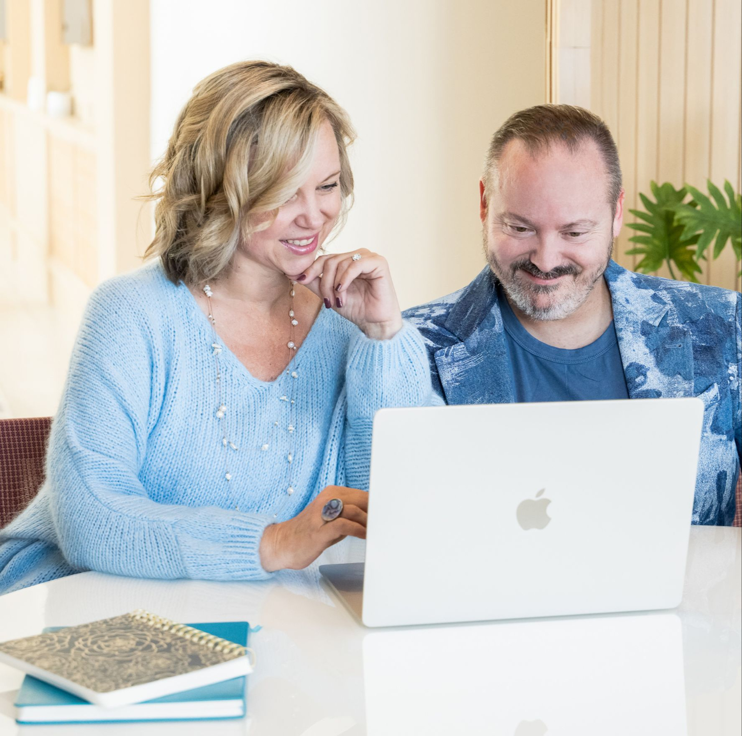 Joy and Matt working